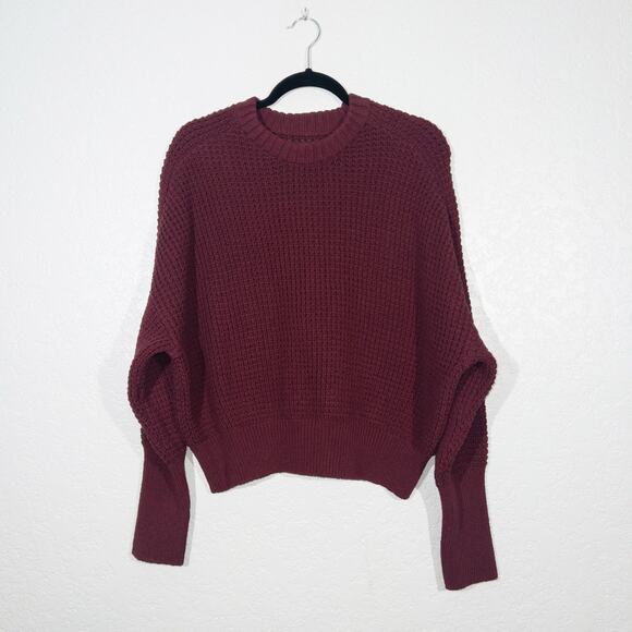 New Pilcro Wine Red Waffle Knit Sweater Size Medium‎ - Picture 2 of 7